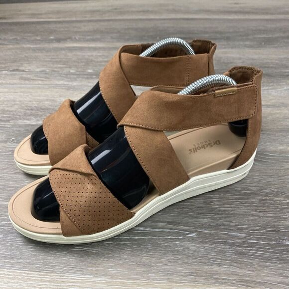 Dr. Scholl's‎ Womens Barton Band Ankle Strap Wedge Sandal Brown Fabric 10 M - Picture 1 of 6